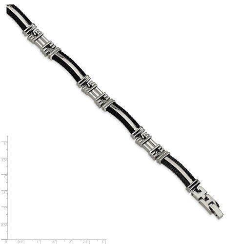 Men's Grey Titanium Black IP-Plated 10mm Link Bracelet, 8.5"