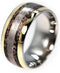 Dinosaur Bone, Gibeon Meteorite, 14k Yellow Gold 11mm Comfort Fit Titanium Wedding Band