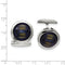 Stainless Steel Polished Blue Cat's Eye round Cuff Links