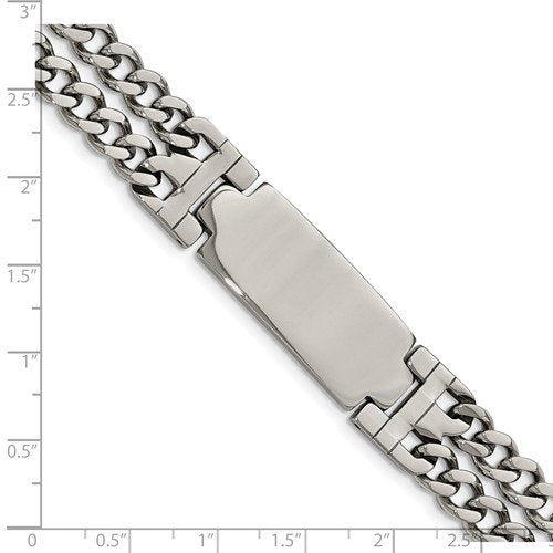 Men's Polished Stainless Steel Adjustable ID Link Bracelet, 7.75"