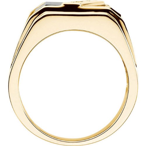 Men's 4-Stone Diamond and Onyx Ring, 14k Yellow Gold (1/8 Ctw, Color G-H, Clarity I1)