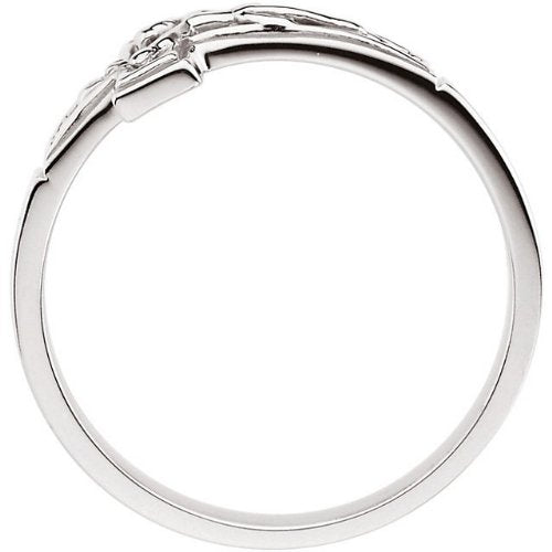 Mens Sterling Silver Crucifix Chastity Ring, Size 7