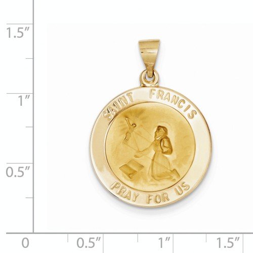 14k Yellow Gold St. Francis Medal Pendant (25X23MM)