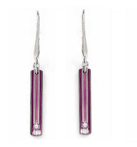 Radiance Collection Gray and Pink Anodized Titanium Pink Sapphire Earrings