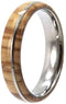 Olive Wood 6mm Comfort-Fit Dome Titanium Band, Size 15.25