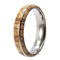 Olive Wood, Titanium Pinstripe 6mm Comfort Fit Titanium Wedding Band, Size 10