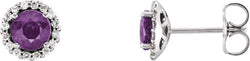 Amethyst and Diamond Earrings, Rhodium-Plated 14k White Gold (0.125 Ctw, G-H Color, I1 Clarity)