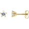 Girl's Cubic Zirconia Star Earrings, 14k Yellow Gold