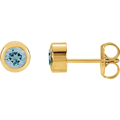 March Birthstone Stud Earrings, 14k Yellow Gold – The Men's Jewelry Store