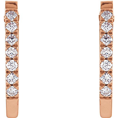 Diamond Hoop Earrings, 14k Rose Gold (1/5 Ctw, Color H-I , Clarity I1 )