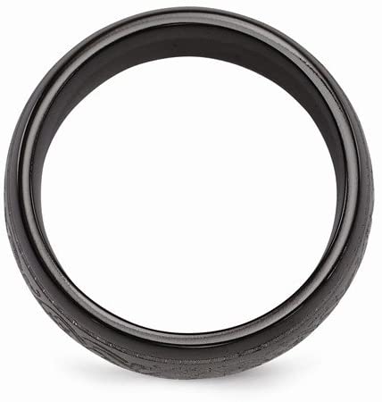 Black Ti Collection Black Titanium Laser Design Domed Patterned 10mm Band