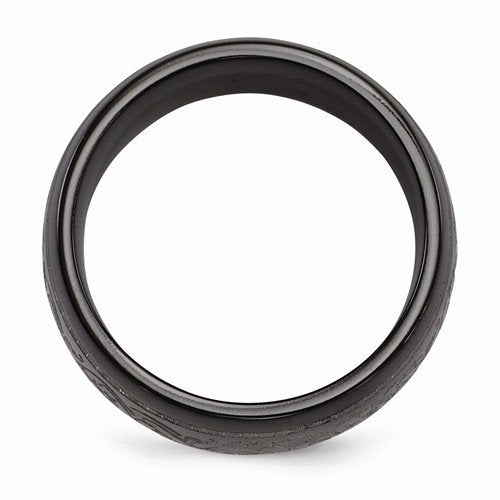 Black Ti Collection Scroll Design 10mm Comfort-Fit Dome Titanium Band