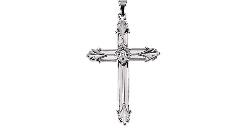 Diamond Fleury Cross 14k White Gold Pendant