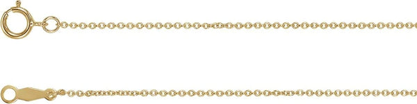 14k Yellow Gold 1mm Solid Cable Chain Necklace, 16"