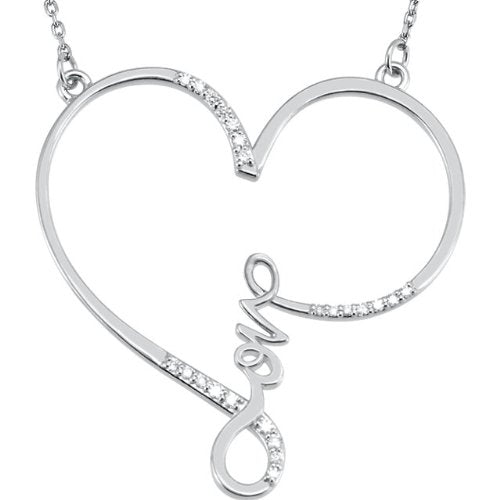 1/8 Ct. Love Heart Diamond Necklace in Sterling Silver, 18" (.13 Ct, GH Color, I2 Clarity)