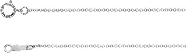 Rhodium-Plated 14k White Gold 1mm Solid Cable Chain Necklace, 18"