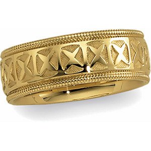 7.25mm 14k Yellow Gold Comfort Fit Milgrain Band, Size 8