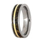 Buckeye Burl Wood, 14k Yellow Gold 5mm Comfort-Fit Titanium Ring, Size 7