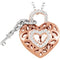 Sterling Silver and Rose Plate Diamond Heart Lock and Key Necklace, 18"