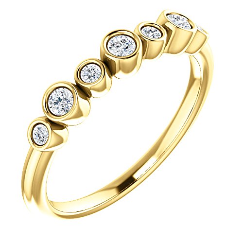 Diamond 7-Stone 3.25mm Ring, 14k Yellow Gold (.08 Ctw, G-H Color, I1 Clarity)