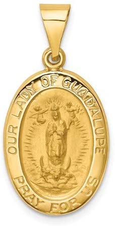 14k Yellow Gold Our Lady of Guadalupe Medal Pendant (22X13MM)