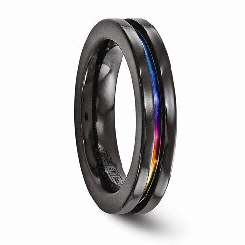 Radiance Collection Black and Rainbow Anodized Titanium 4mm Band