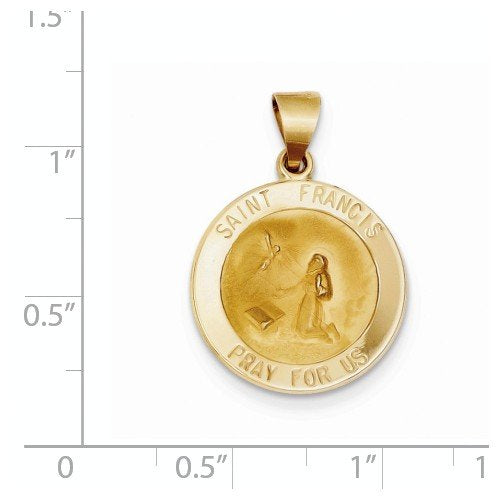 14k Yellow Gold St. Francis Medal Pendant (21X20MM)