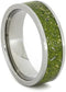 Green Stardust Band with Meteorite and Yellow Gold 7mm Comfort-Fit Titanium Ring