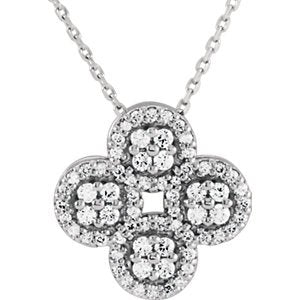 Diamond Clover Necklace, Rhodium-Plated 14k White Gold, 18" (0.5 Ctw, G-H Color, I1 Clarity)