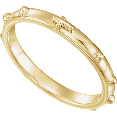 Semi-Polished 14k Yellow Gold 2.50mm Rosary Ring, Size 6