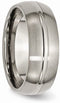 Brushed Satin Titanium Grooved 8mm Comfort-Fit Dome Band, Size 10.5