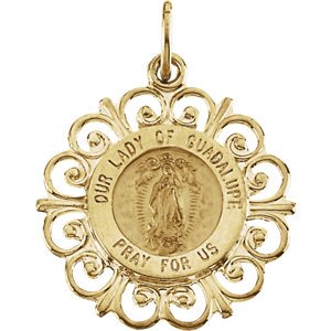 14k Yellow Gold Our Lady of Guadalupe Medal (20x18 MM)