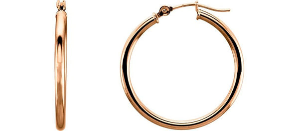 Tube Hoop Earrings, 14k Rose Gold (25mm)