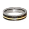 Buckeye Burl Wood, 14k Yellow Gold 5mm Comfort-Fit Titanium Ring, Size 7