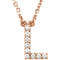 14k Rose Gold Diamond Initial 'L' 1/10 Cttw Necklace, 16" (GH Color, I1 Clarity)