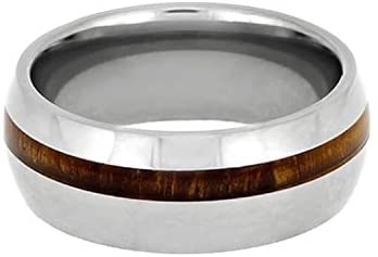 Koa Wood 8mm Titanium Comfort-Fit Wedding Band, Size 15