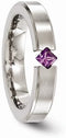 Edward Mirell Brushed Titanium Amethyst 4mm Wedding Band