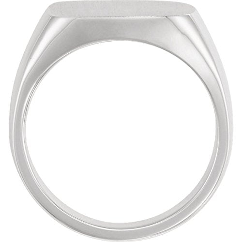 Men's Closed Back Square Signet Ring, Palladium (16mm) Size 8.5