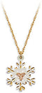 White Powder Coat Snow Flake Pendant Necklace, 10k Yellow Gold, 12k Green and Rose Gold Black Hills Gold Motif, 18"