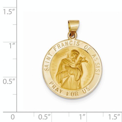 14k Yellow Gold St. Francis Of Assisi Medal Pendant (24X22MM)