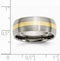 Brushed Titanium, 14k Yellow Gold Inlay 8mm Dome Band, Size 11