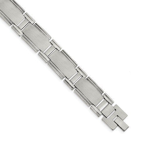Men's Polished and Brushed Stainless Steel Link Bracelet, 8.75"