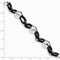 Men's Polished Stainless Steel Black Rubber 12mm Link Bracelet, 9"