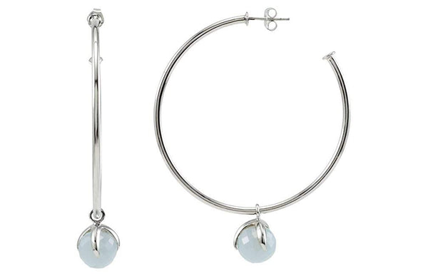 Missoma Chalcedony Hoop Earrings, Sterling Silver (50mm)