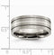 Brushed Titanium, Sterling Silver Inlay 8mm Grooved Flat Comfort-Fit Band, Size 12.5