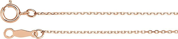 1 mm 14k Rose Gold Diamond Cut Cable Chain, 20"