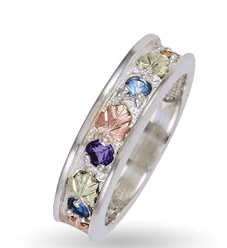 Womens Sterling Silver, 12k Green Gold, 12k Pink Gold, 4 Stones Ring, Sizes 4, 4.5, 5, 5.5, 6, 6.5, 7, 7.5, 8, 8.5, 9