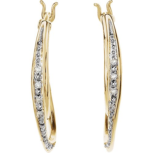 Diamond Hoop Earrings, 14k Yellow Gold (1/10 Ctw, Color G-H, Clarity I1)