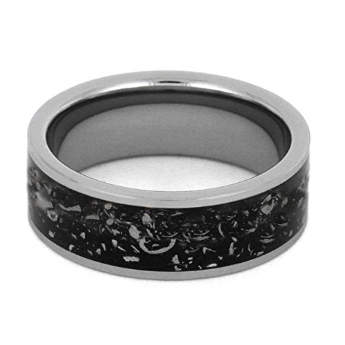 Meteorite in Black Stardust 8mm Titanium Comfort-Fit Wedding Ring