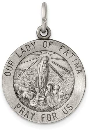 Sterling Silver Antiqued Our Lady of Fatima Medal (21X18MM)
